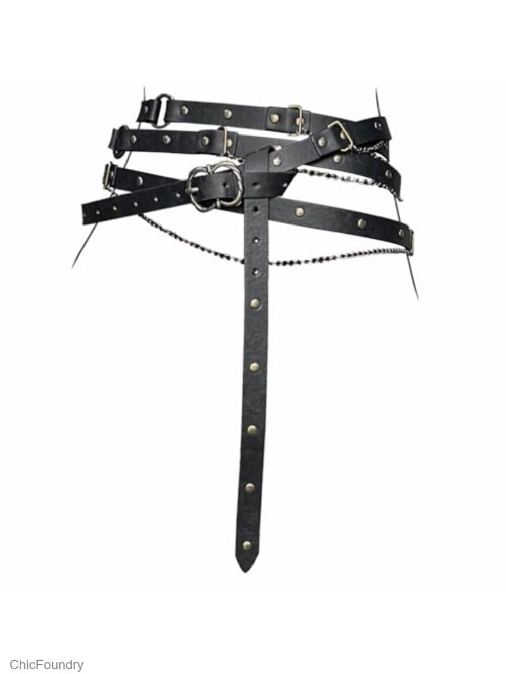 Vintage Medieval Faux Leather Chain Belt for Women, Retro Skinny Belt, LARP